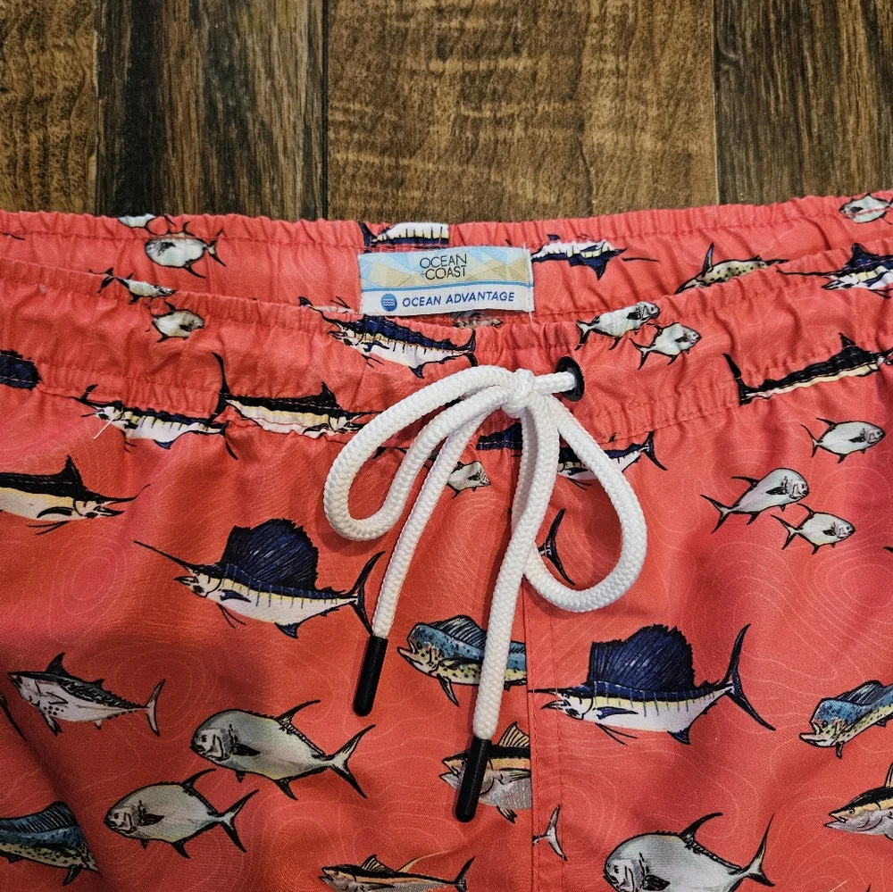 Ocean Coast Coral Pink  Mens‎ Ocean Life Swim Trunks.